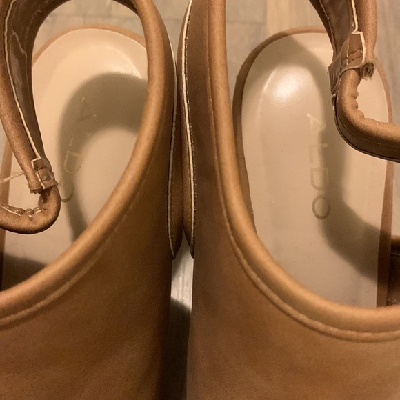 Aldo size 6.5 open toe heels, tan, sexy, WORN ONCE - Picture 3 of 3